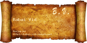 Babai Vid névjegykártya